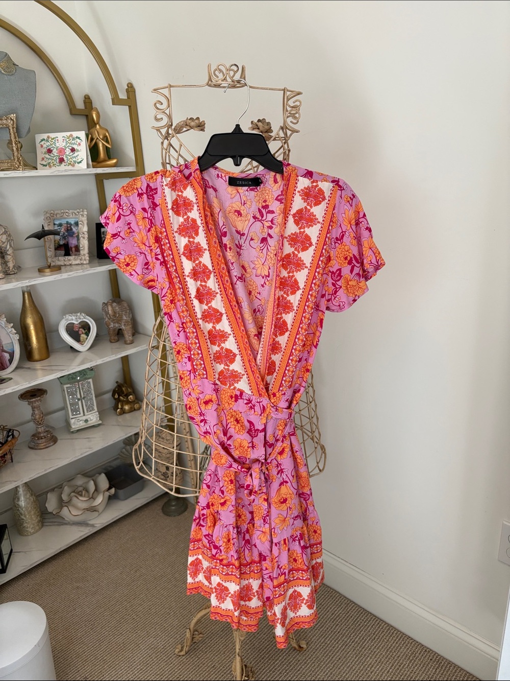 Pink & Orange Floral Wrap Romper